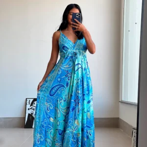 Vestido Fios de Ouro Costa Fechada