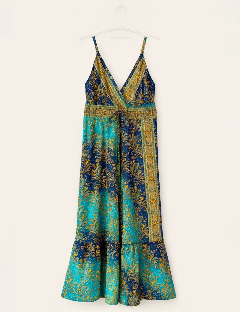 Vestido Indiano Fios de Ouro Costa Fechada - Imagem 5