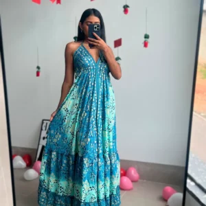 Vestido Jardim Azul