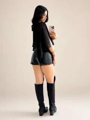 Mini Short Couro Croco